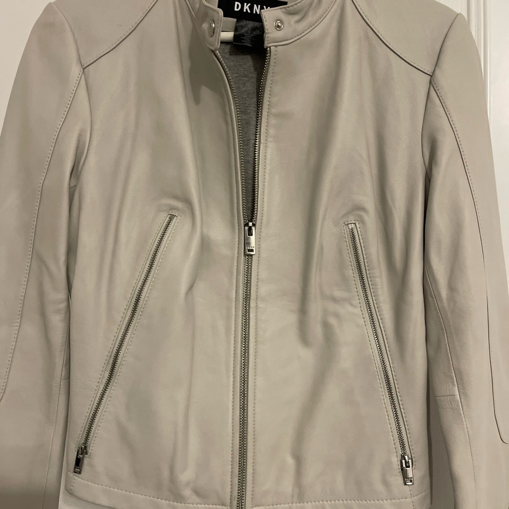 DKNY Women's Gray Leather Jacket
